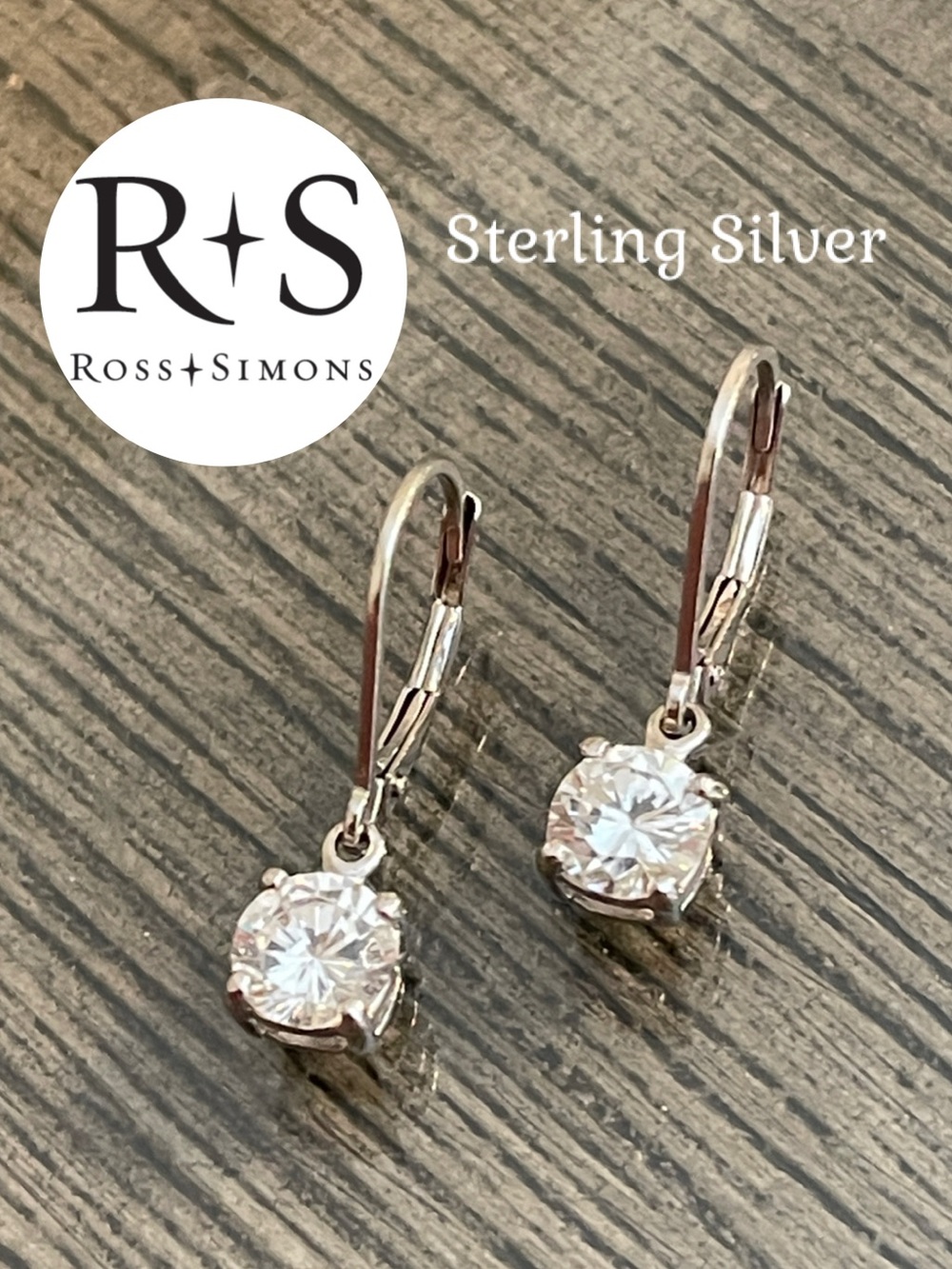 Ross-Simons Round Solitaire Leverback Dangle Earrings - Sterling Silver